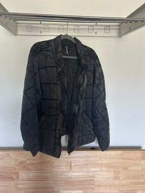 Free People Dolman Quilted Knit Jacket Black